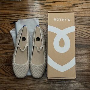 Rothy's Cream Flats with Blue Accents